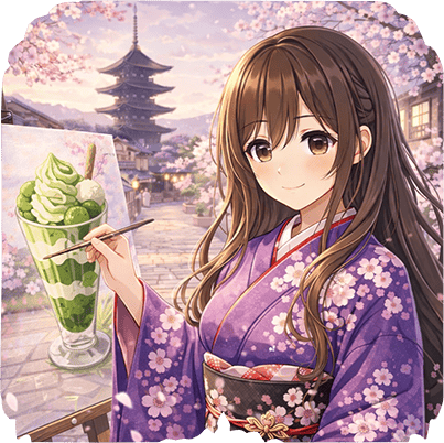 桜の京都と着物姿の MIA
