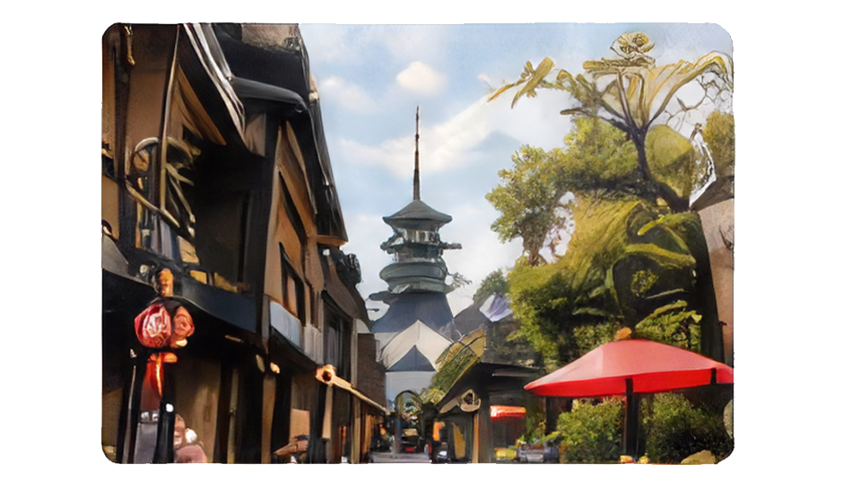 京都寺町商店街と八坂の塔の街並み