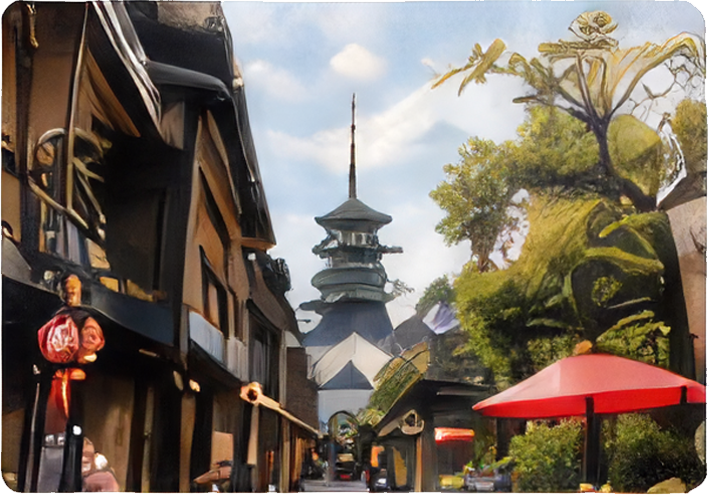 京都寺町商店街と八坂の塔の街並み